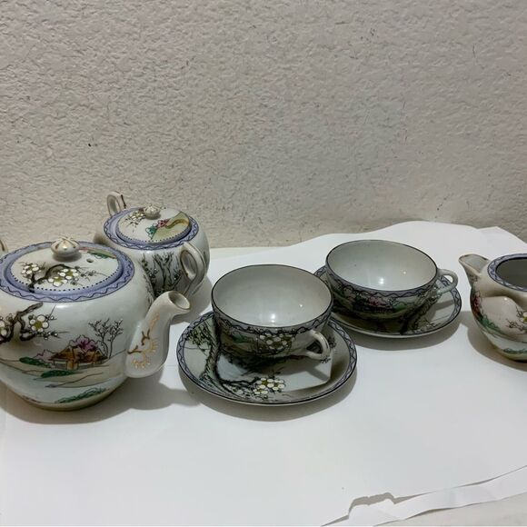Vintage, Hand Painted Japanese Tea Set Antique - Picture 2 of 16